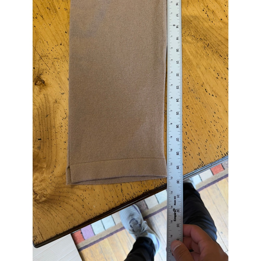 Quince Cashmere Set Size M Tan Mock Neck V-Placket Sweater and Knit Jogger Pants - Picture 8 of 10